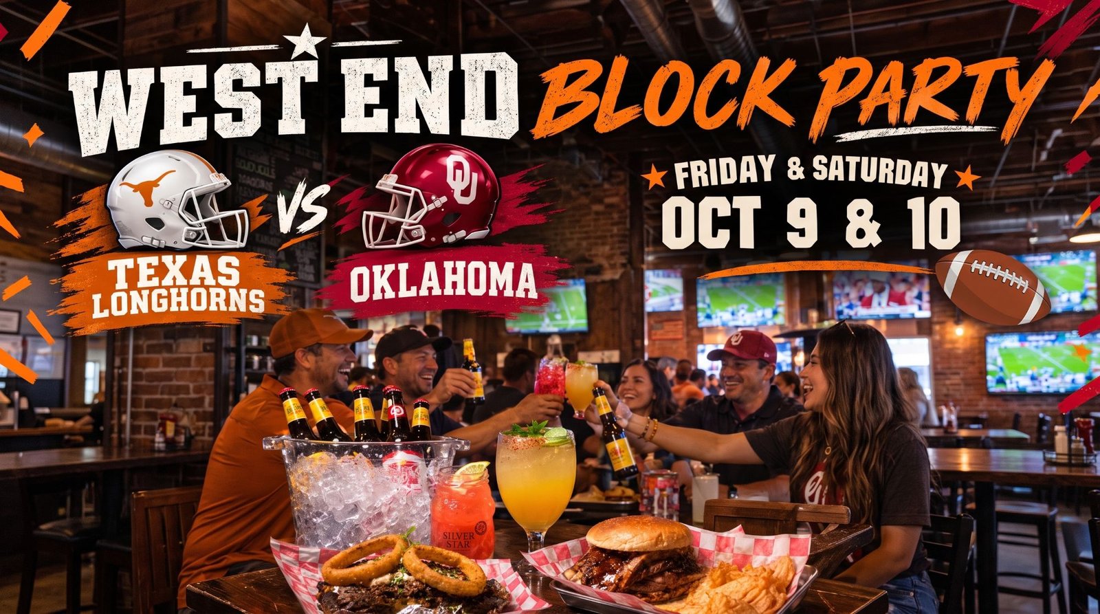West End Block Party - Texas Longhorns vs. Oklahoma rivalry weekend, Friday & Saturday Oct 9 & 10